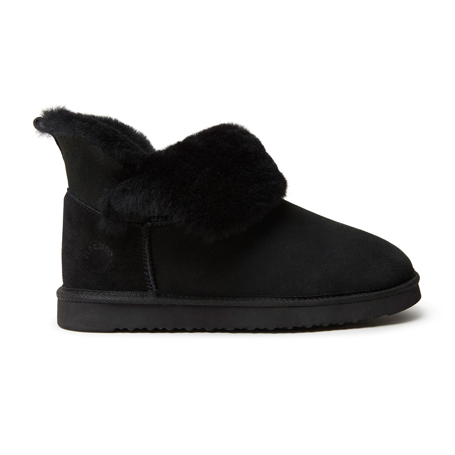 Dearfoams Women'S Perth Genuine Shearling Fold Down Womens Memory Foam Bootie Slippers