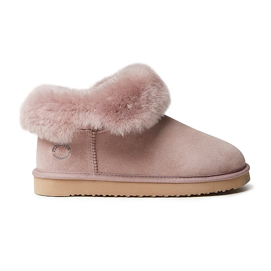Dearfoams Women'S Perth Genuine Shearling Fold Down Womens Memory Foam Bootie Slippers