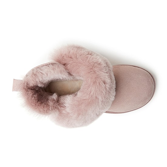 Dearfoams Women'S Perth Genuine Shearling Fold Down Womens Memory Foam Bootie Slippers