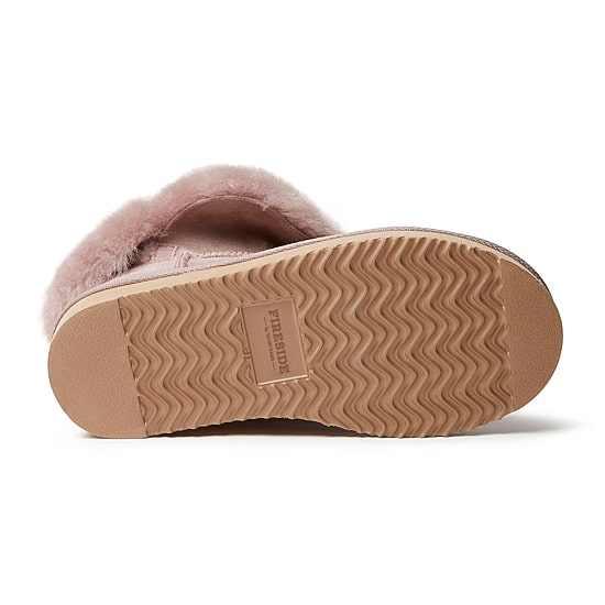 Dearfoams Women'S Perth Genuine Shearling Fold Down Womens Memory Foam Bootie Slippers