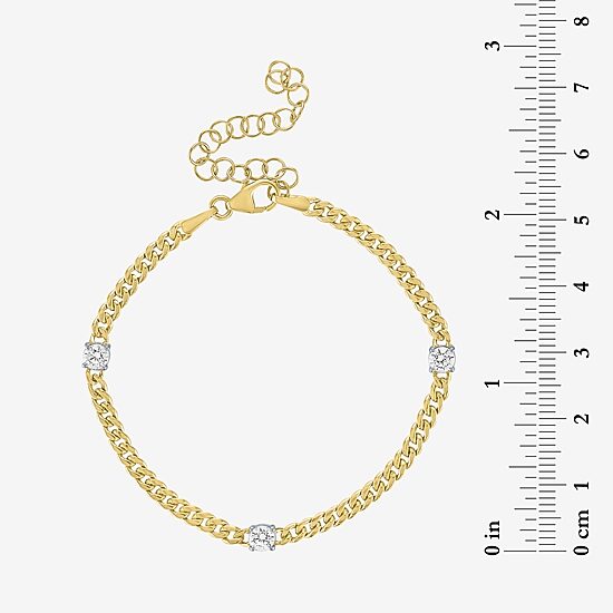 Diamond Addiction (G-H / Si2-I1) Womens 10K Gold 8 Inch Hollow Curb Chain Bracelet