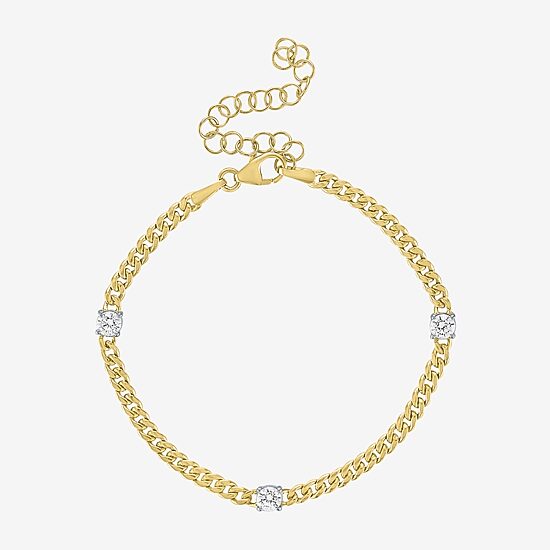 Diamond Addiction (G-H / Si2-I1) Womens 10K Gold 8 Inch Hollow Curb Chain Bracelet