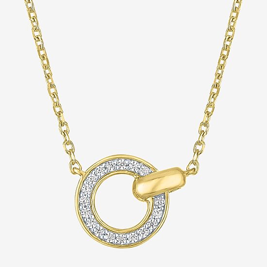 Diamond Addiction (G-H / I1-I2) Womens 1/10 CT. T.W. Lab Grown White Diamond 14K Gold Over Silver Circle 16 Inch Pendant Necklace