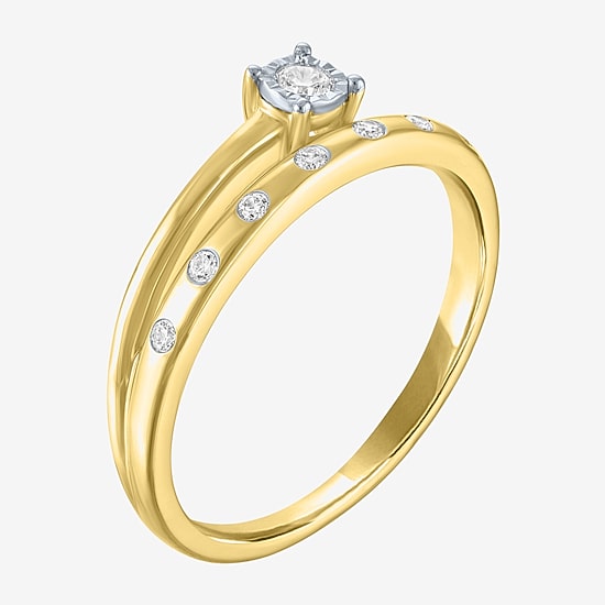 Diamond Addiction (G-H / Si2-I1) Womens 1/10 CT. T.W. Lab Grown White Diamond 14K Gold Over Silver Cocktail Ring