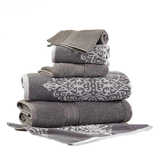 Pacific Coast Textiles Artesia Damask Yarn Dyed 6-pc. Jacquard Bath Towel Set