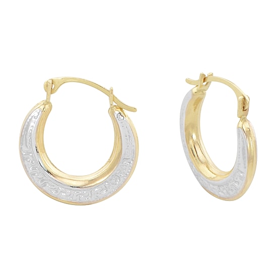 Womens 14K Two Tone Gold 13mm Round Hoop Earrings