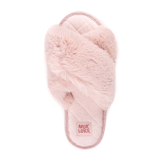 Muk Luks Perley Criss Cross Womens Memory Foam Slip-On Slippers