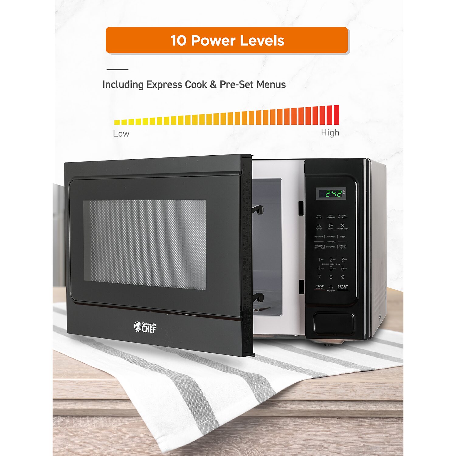 COMMERCIAL CHEF 1.3 Cu. Ft. Countertop Microwave with Digital Display Microwave & 10 Power Levels