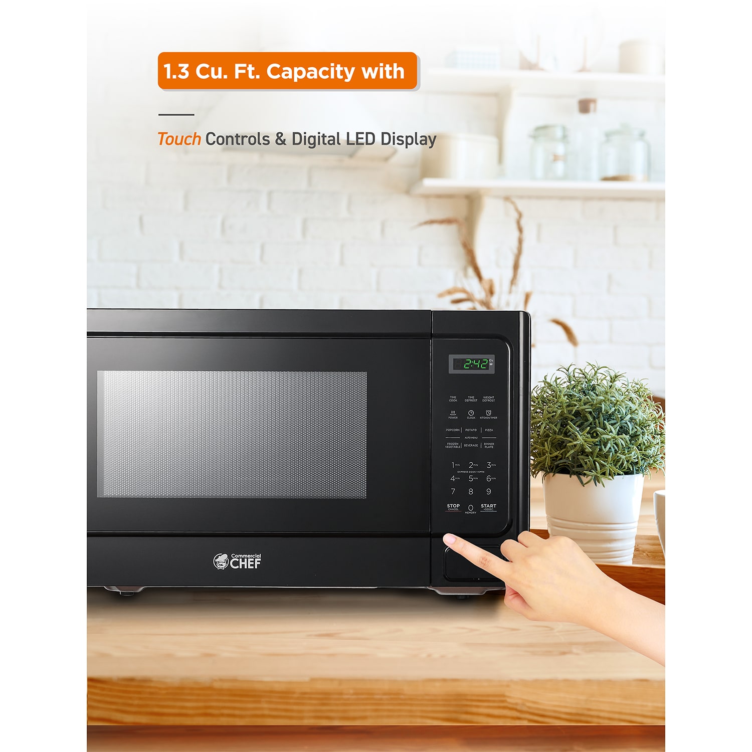 COMMERCIAL CHEF 1.3 Cu. Ft. Countertop Microwave with Digital Display Microwave & 10 Power Levels