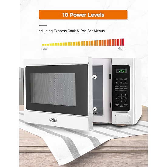 COMMERCIAL CHEF 1.3 Cu. Ft. Countertop Microwave with Digital Display White Microwave & 10 Power Levels