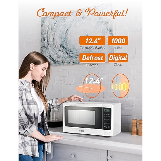 COMMERCIAL CHEF 1.3 Cu. Ft. Countertop Microwave with Digital Display White Microwave & 10 Power Levels