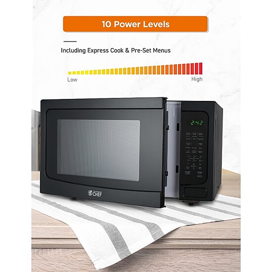 COMMERCIAL CHEF 1.6 Cu. Ft. Countertop Microwave with Touch Controls & Digital Display & 10 Power Levels