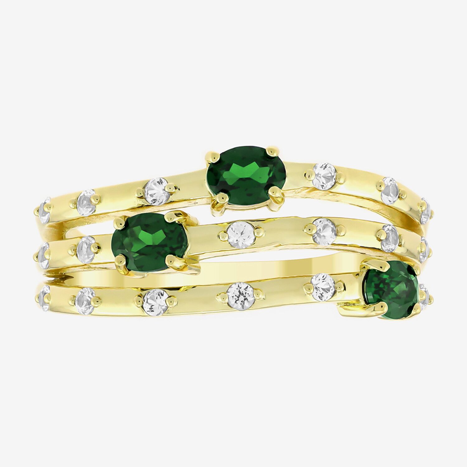 Lab Created Gemstone 14K Gold Over Silver Band