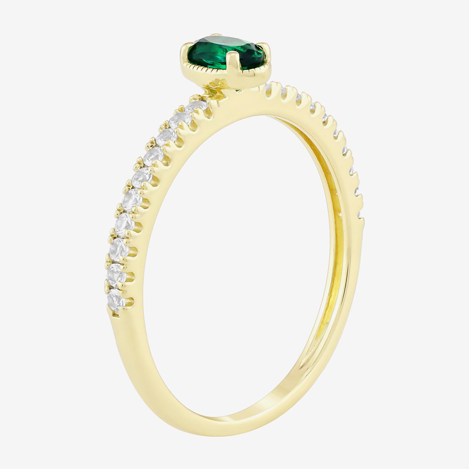 Lab Created Gemstone 14K Gold Over Silver Oval Side Stone Stack Band
