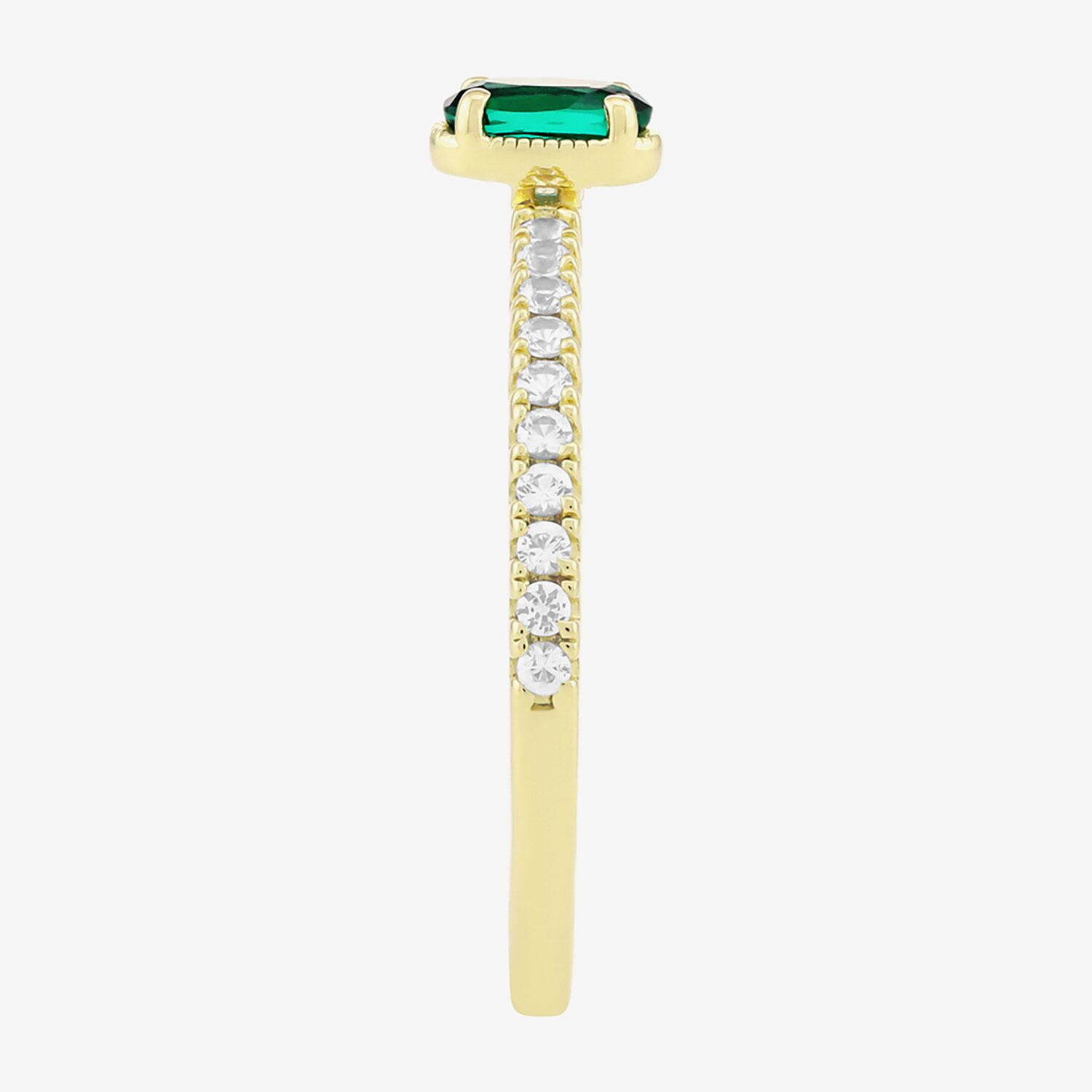 Lab Created Gemstone 14K Gold Over Silver Oval Side Stone Stack Band