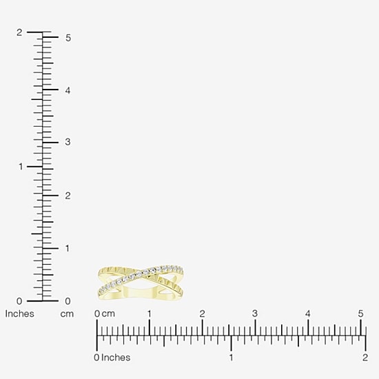 Womens Lab Created White Sapphire 14K Gold Over Silver Crossover Band
