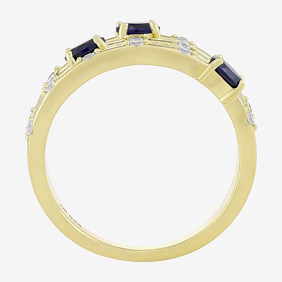 Lab Created Gemstone 14K Gold Over Silver Band