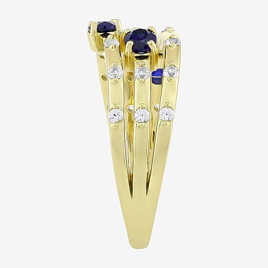 Lab Created Gemstone 14K Gold Over Silver Band