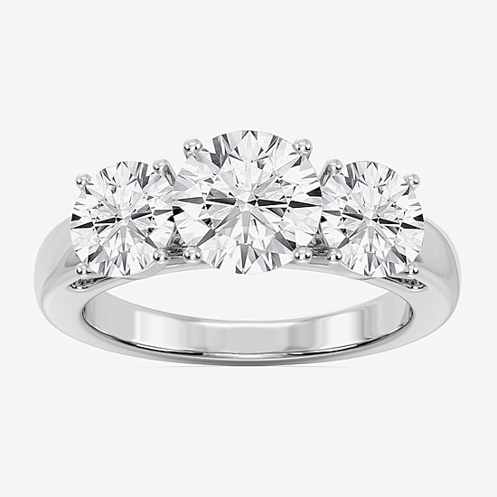 Love Lives Forever F / Si2 Womens 4 CT. T.W. Lab Grown White Diamond 14K Gold 3-Stone Engagement Ring