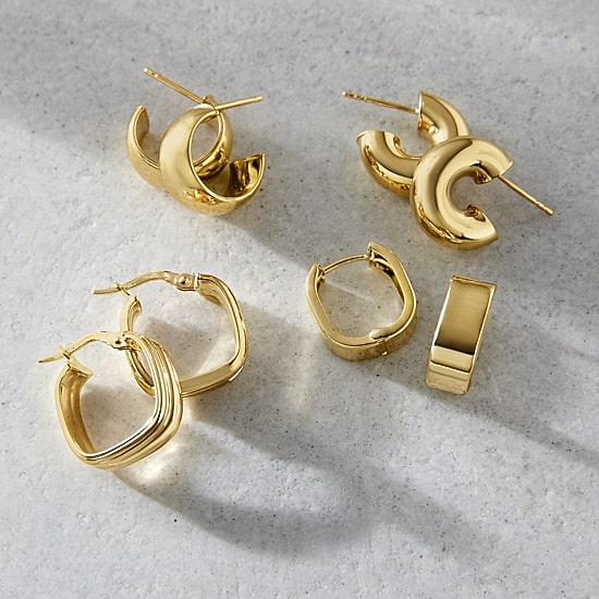 Gold Addiction Womens 10K Gold Hoop Earrings