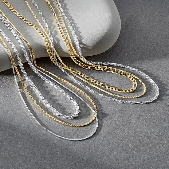 Made in Italy Womens 24K Gold Over Silver 18 Inch Figaro Chain Necklace