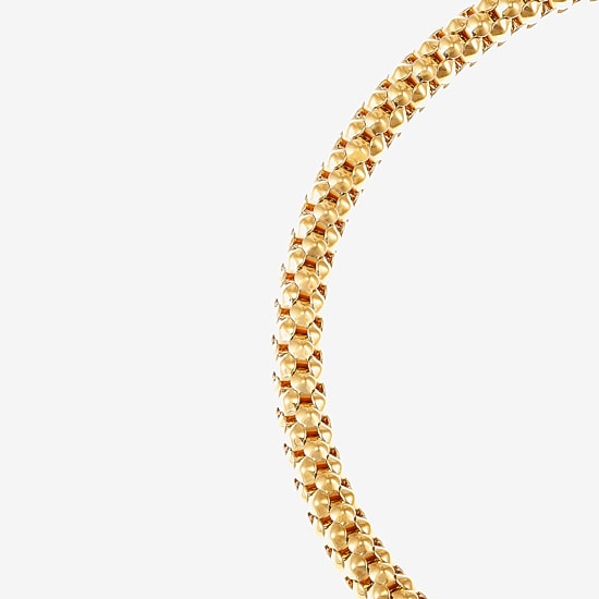 Limited Quantities! Womens 14K Gold 7.25 Inch Hollow Popcorn Chain Bracelet