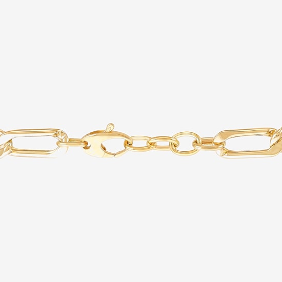 Limited Quantities! Womens 14K Gold 7 Inch Hollow Paperclip Chain Bracelet