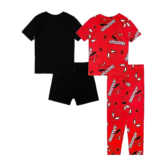 Disney Collection Boys Marvel Spiderman Crew Neck Short Sleeve 4-pc. Pajama Set