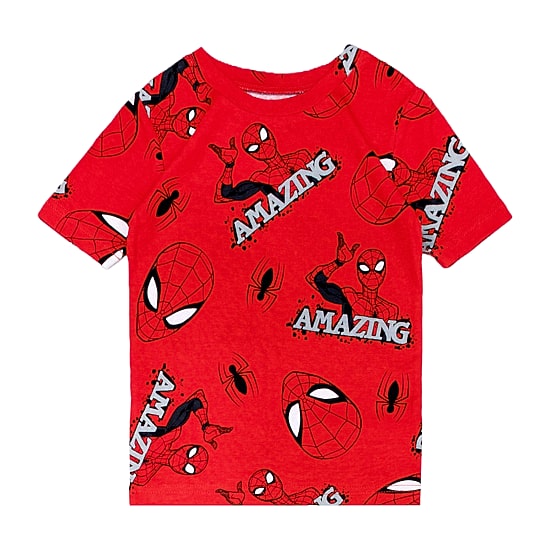 Disney Collection Boys Marvel Spiderman Crew Neck Short Sleeve 4-pc. Pajama Set