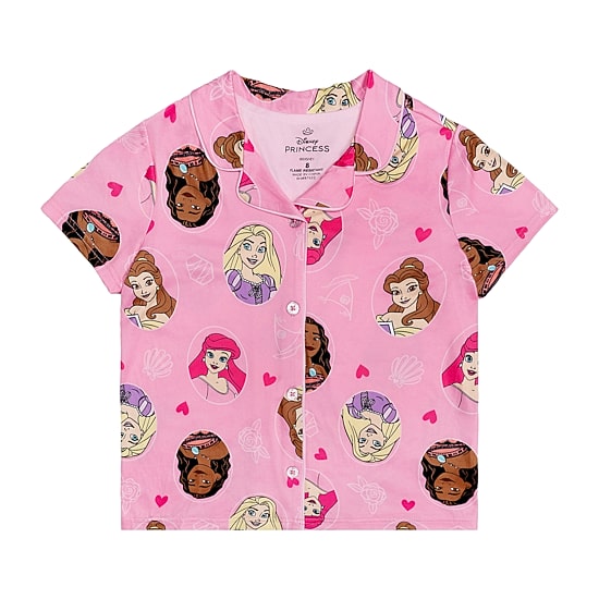 Disney Collection Girls Ariel Cinderella Princess Short Sleeve 2-pc. Pajama Set
