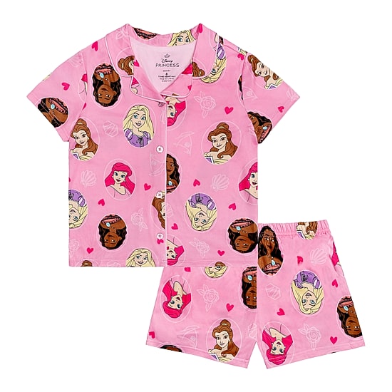 Disney Collection Girls Ariel Cinderella Princess Short Sleeve 2-pc. Pajama Set