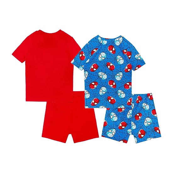 Disney Collection Boys Marvel Spiderman Crew Neck Short Sleeve 4-pc. Pajama Set