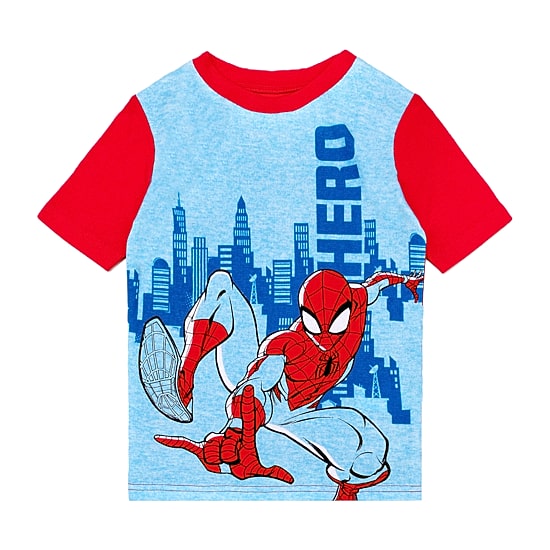 Disney Collection Boys Marvel Spiderman Crew Neck Short Sleeve 4-pc. Pajama Set