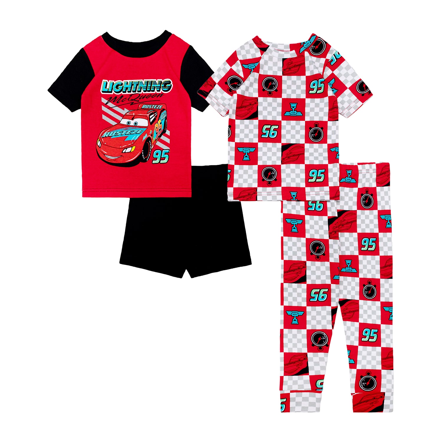 Disney Collection Toddler Boys Cars Crew Neck Short Sleeve 4-pc. Pajama Set