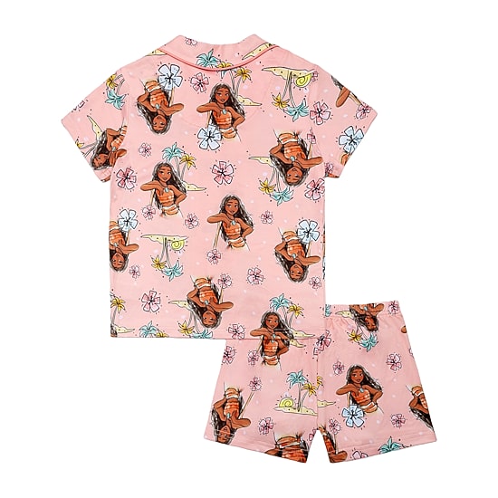 Disney Collection Girls Princess Moana Short Sleeve 2-pc. Pajama Set