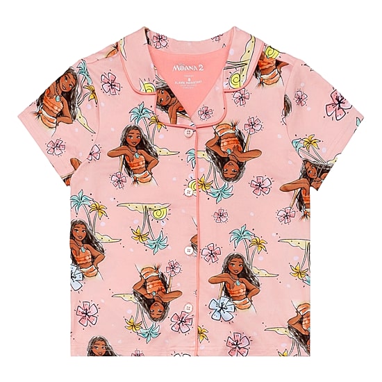 Disney Collection Girls Princess Moana Short Sleeve 2-pc. Pajama Set