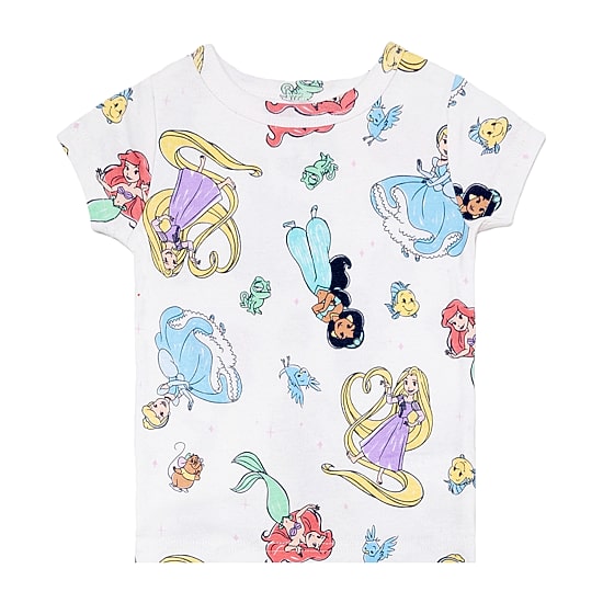 Disney Collection Toddler Girls Ariel Cinderella Princess Crew Neck Short Sleeve 4-pc. Pajama Set