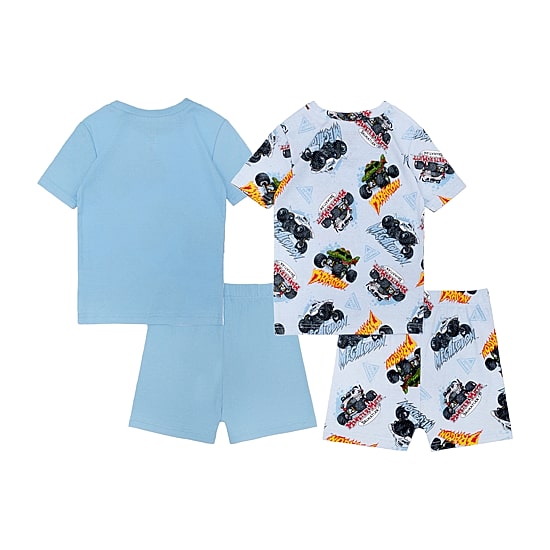 Little & Big Kid Boys Monster Jam Crew Neck Short Sleeve 4-pc. Pajama Set