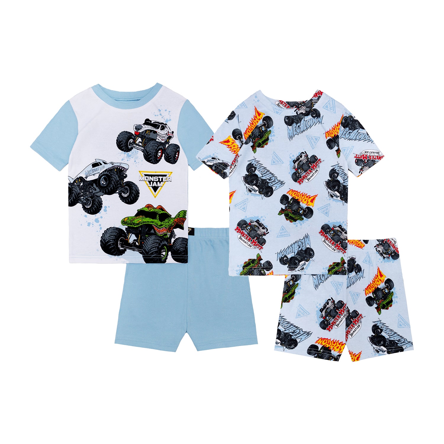 Little & Big Kid Boys Monster Jam Crew Neck Short Sleeve 4-pc. Pajama Set