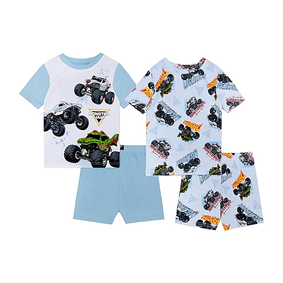 Little & Big Kid Boys Monster Jam Crew Neck Short Sleeve 4-pc. Pajama Set