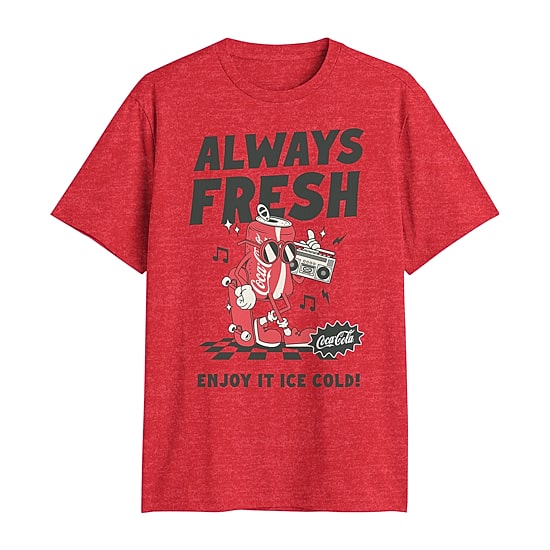 Coca Cola Mens Crew Neck Short Sleeve Regular Fit Graphic T-Shirt