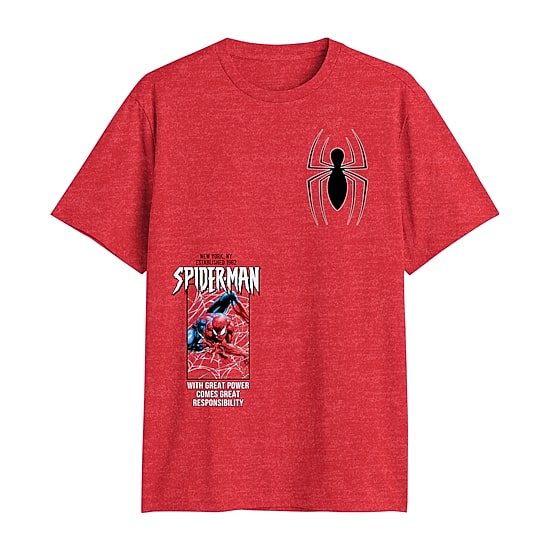 Mens Crew Neck Short Sleeve Regular Fit Spiderman Graphic T-Shirt