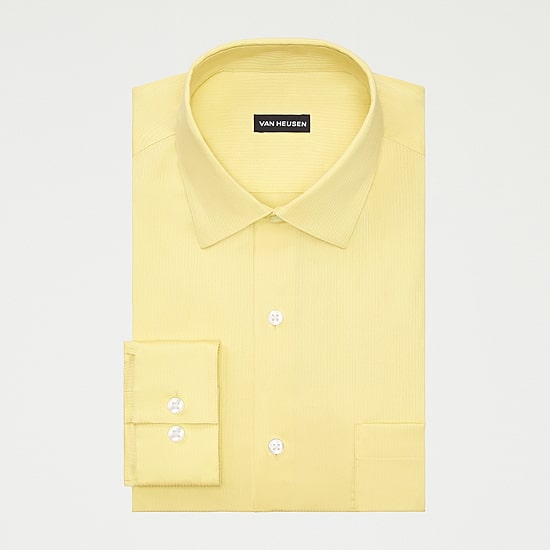 Van Heusen Everyday Defense Stain Shield Fitted Mens Modern Fit Stretch Fabric Wrinkle Free Long Sleeve Dress Shirt