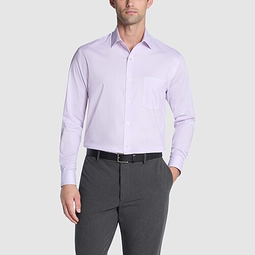 Van Heusen Ultra Flex Mens Regular Fit Stretch Fabric Wrinkle Free Long Sleeve Dress Shirt, 17-17.5 32-33, Purple