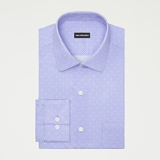 Van Heusen Everyday Defense Stain Shield Mens Regular Fit Stretch Fabric Wrinkle Free Long Sleeve Dress Shirt