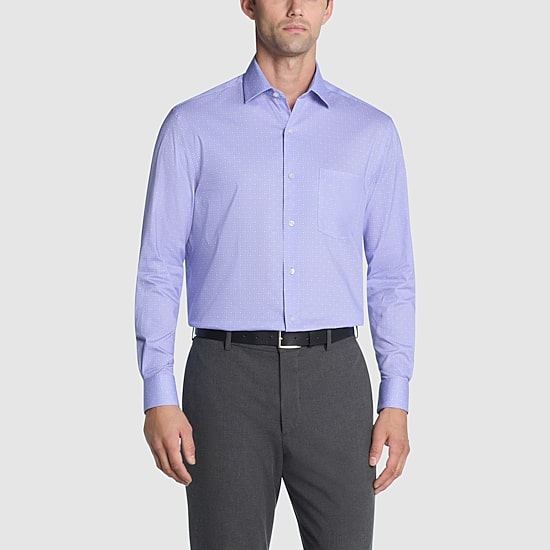 Van Heusen Everyday Defense Stain Shield Mens Regular Fit Stretch Fabric Wrinkle Free Long Sleeve Dress Shirt