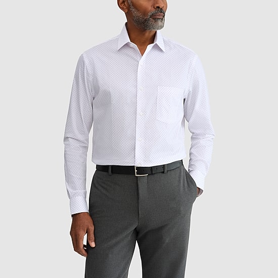 Van Heusen Ultra Flex Mens Regular Fit Stretch Fabric Wrinkle Free Long Sleeve Dress Shirt