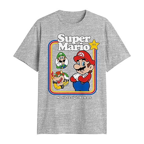Novelty Mens Crew Neck Short Sleeve Classic Fit Super Mario Big and Tall Graphic T-Shirt