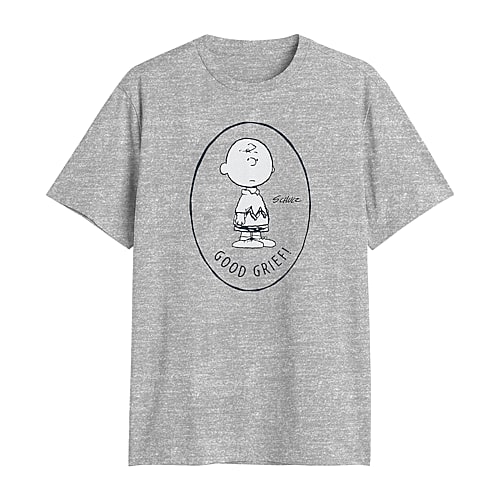 Novelty Mens Crew Neck Short Sleeve Classic Fit Peanuts Big and Tall Graphic T-Shirt, 4x-large Tall, Gray