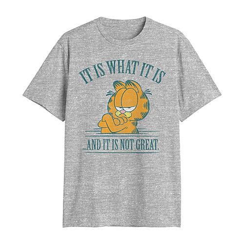 Novelty Mens Crew Neck Short Sleeve Classic Fit Garfield Big and Tall Graphic T-Shirt, 4x-large Tall, Gray